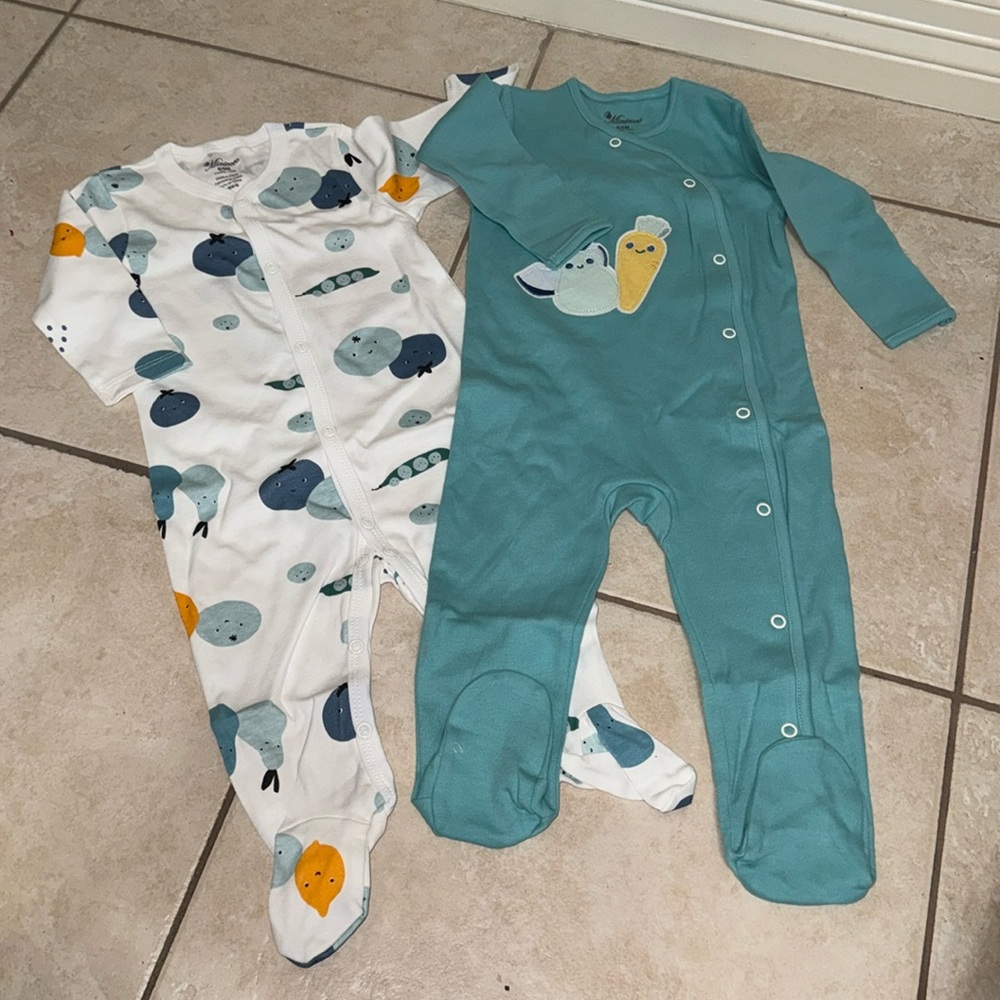 Minicoco Baby Onesies (2 Pack) 100% Cotton